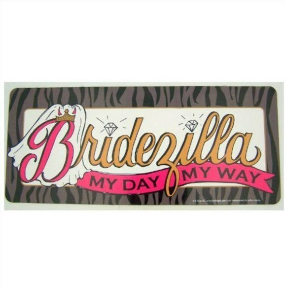Bridezilla My Day My Way Tiara with Horns 7" Car Magnet Bride To Be Fun Wedding - Picture 1 of 1